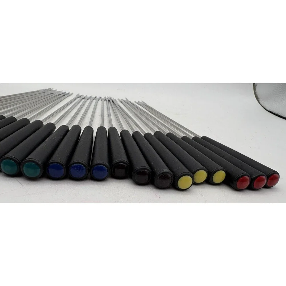 20 Color Coded Stainless Steel Fondue Forks Heat Resistant Handles Set